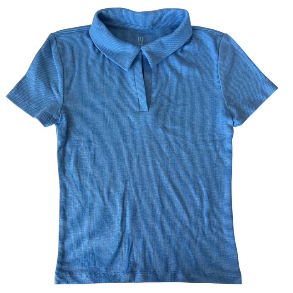 GAP Kids Rib T-Shirt Blue Collared Cotton Blend Size Medium (8) NWT NEW